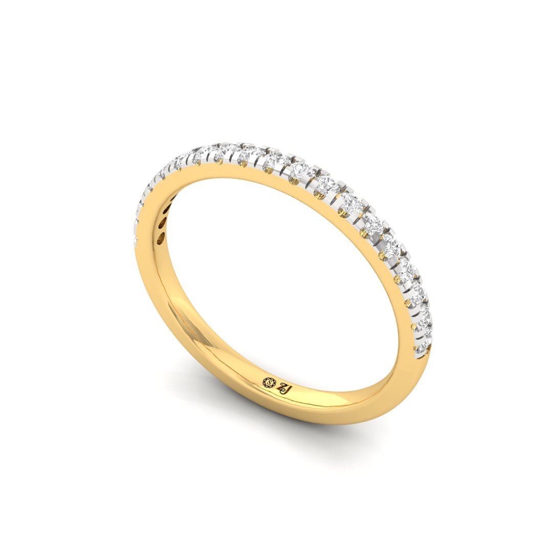 Half Diamond Eternity Band Ring | Lab-Grown Diamond Wedding Band | Silver | 10K | 14K | 18K - View 2