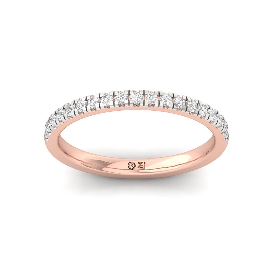 Half Diamond Eternity Band Ring | Lab-Grown Diamond Wedding Band | Silver | 10K | 14K | 18K - Rose Gold Main View