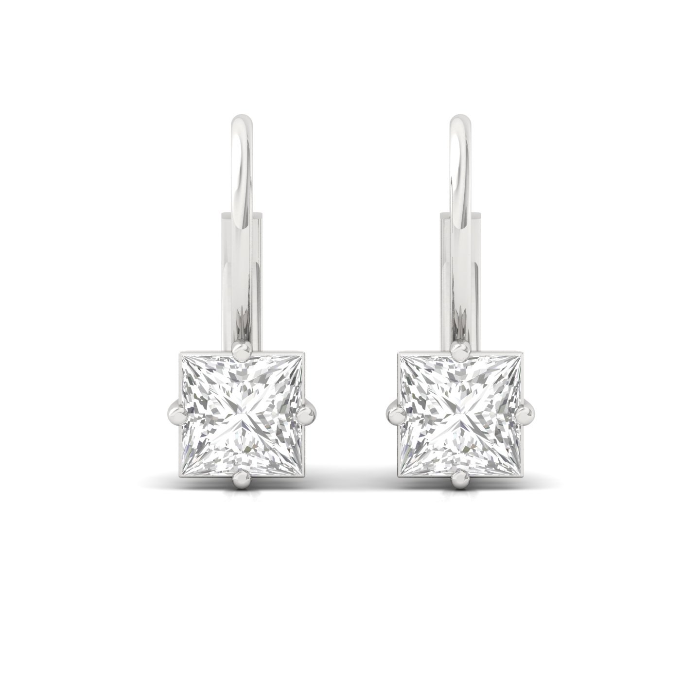 Princess Cut Diamond Hoop Earrings (1 Pair) | Elegant Lab Grown CVD Diamond Earrings | 925 Silver | 10K | 14K | 18K - View 2