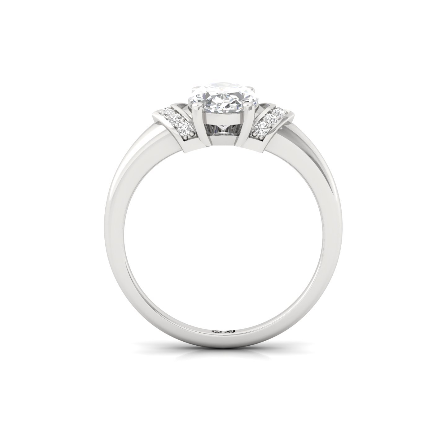 Oval Cut Diamond Engagement Ring | Lab Grown CVD Solitaire with Side Accents | 925 Silver | 10K | 14K | 18K - View 3