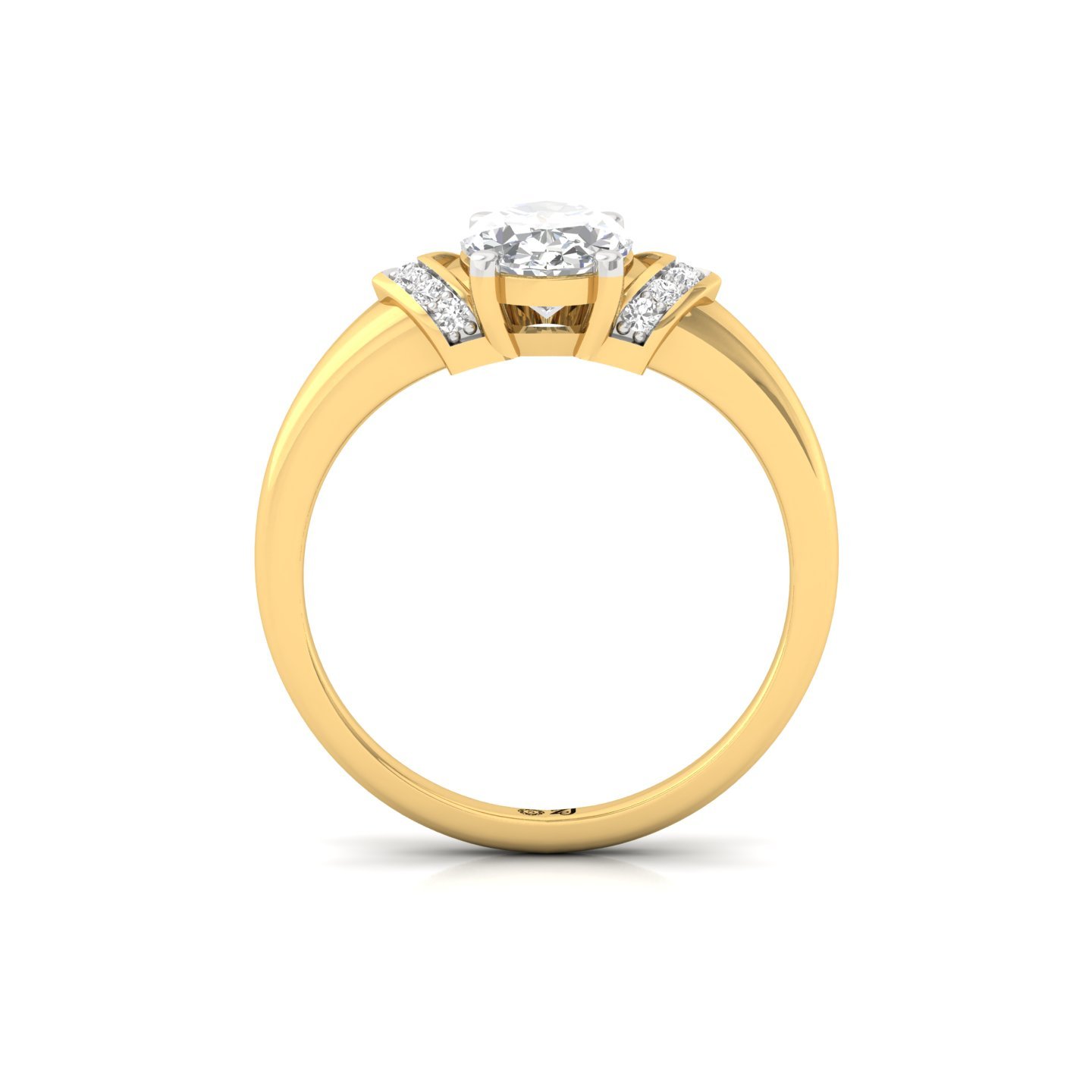 Oval Cut Diamond Engagement Ring | Lab Grown CVD Solitaire with Side Accents | 925 Silver | 10K | 14K | 18K - View 3