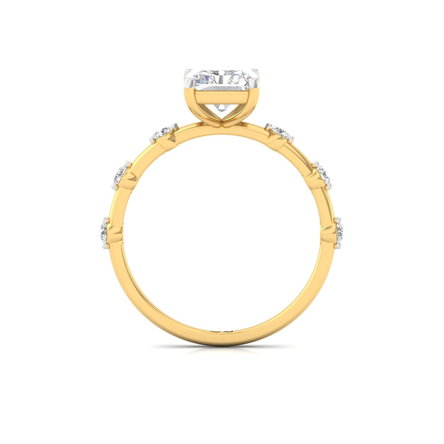 Radiant Cut Diamond Engagement Ring | Lab Grown CVD Solitaire with Side Accents | 925 Silver | 10K | 14K | 18K - View 3