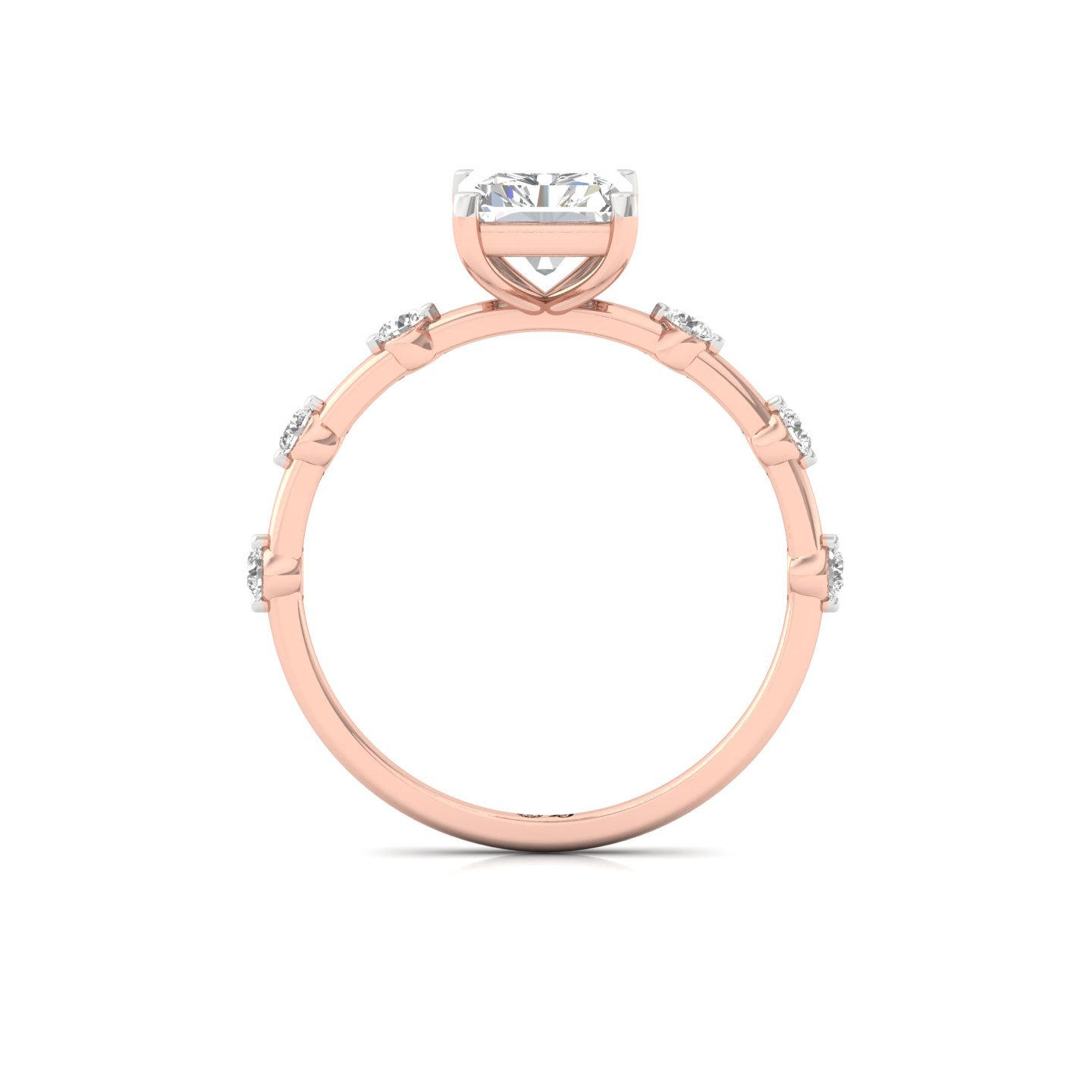 Radiant Cut Diamond Engagement Ring | Lab Grown CVD Solitaire with Side Accents | 925 Silver | 10K | 14K | 18K - View 3