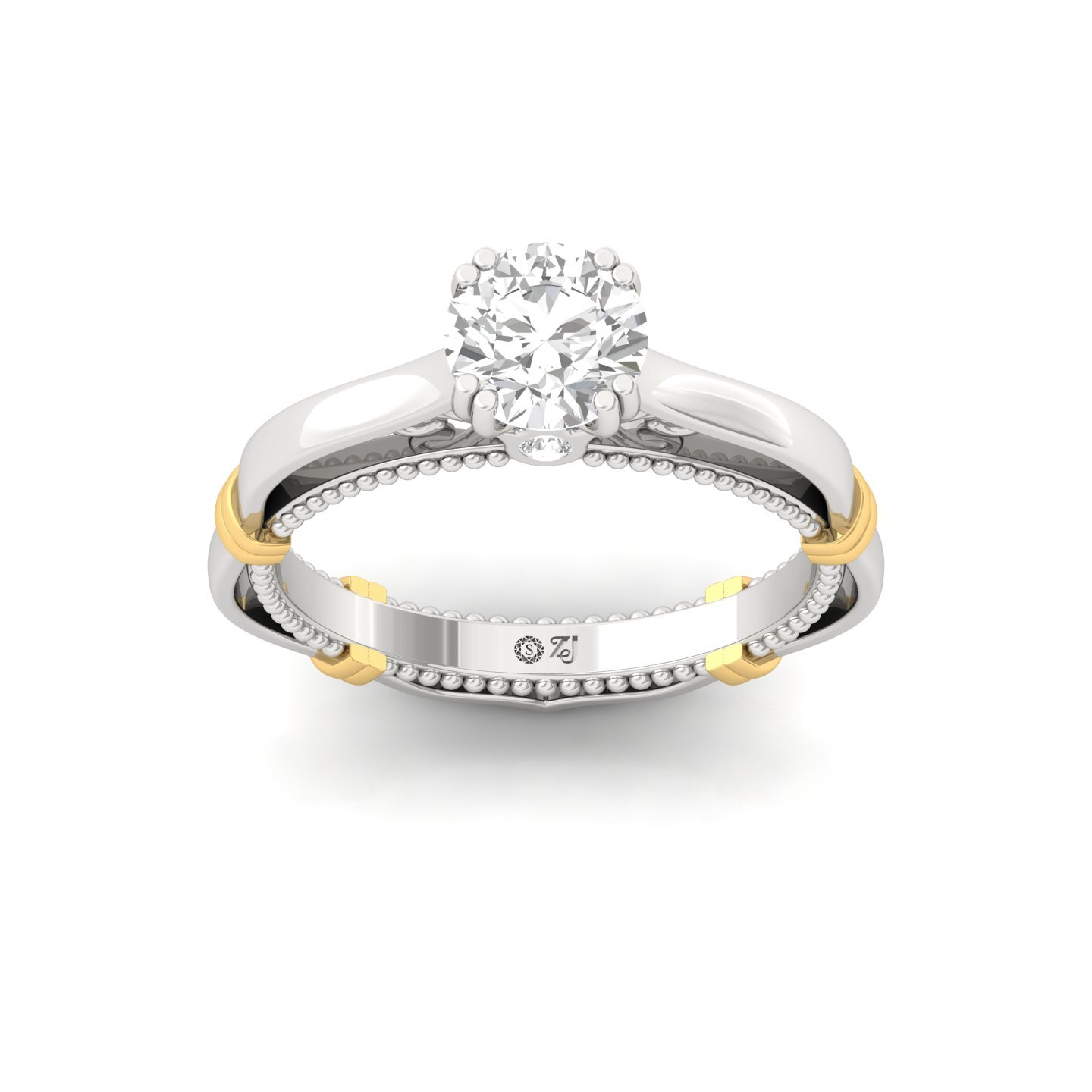 Round Cut Diamond Engagement Ring | Vintage Inspired Solitaire with Intricate Filigree | Lab Grown CVD Diamond | 925 Silver | 10K | 14K | 18K - Main View