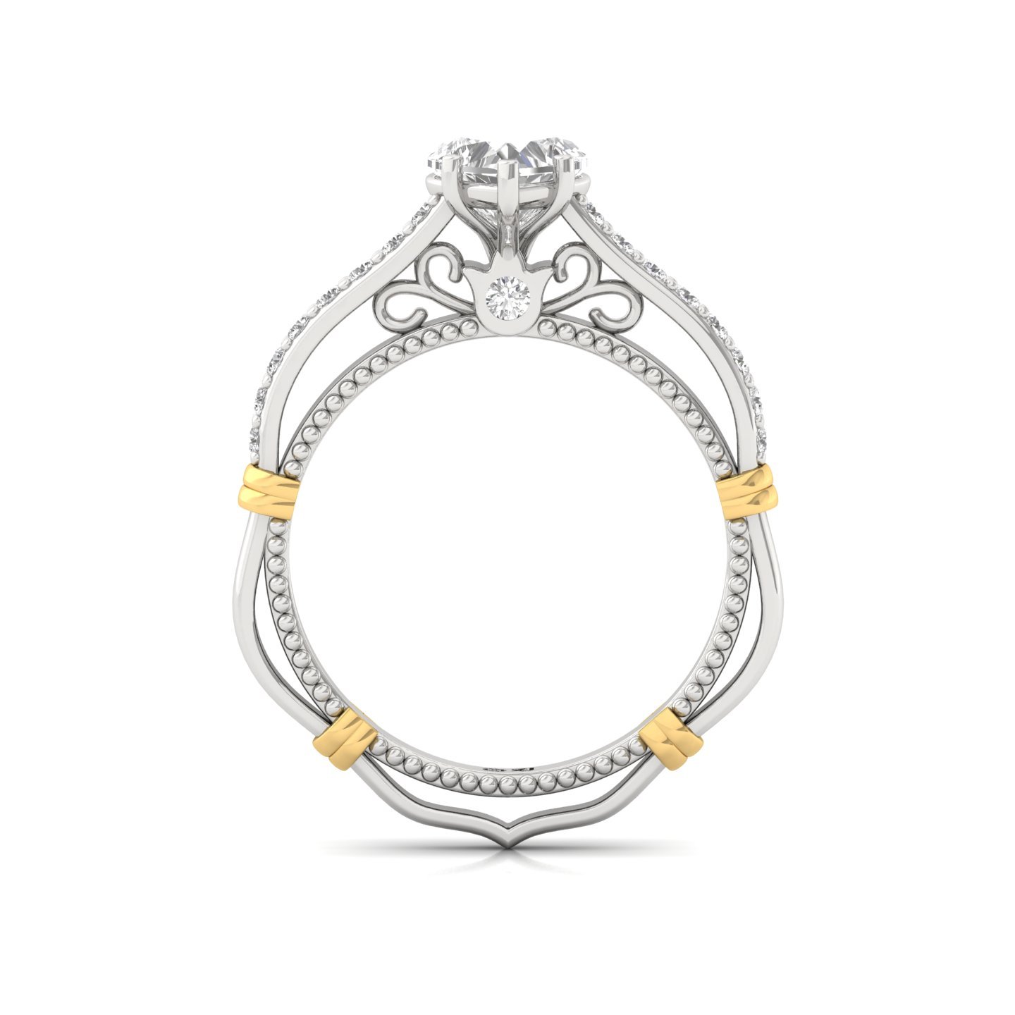 Heart Cut Diamond Engagement Ring | Romantic Vintage Solitaire with Filigree Detailing | Lab Grown CVD Diamond | 925 Silver | 10K | 14K | 18K - View 3