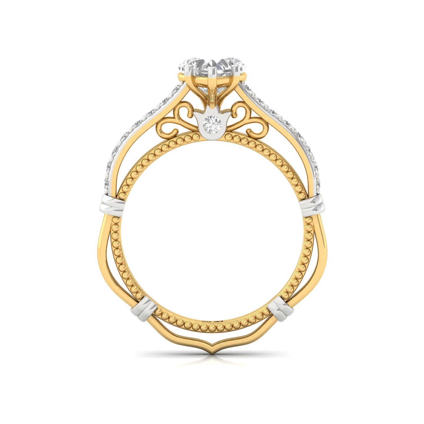 Heart Cut Diamond Engagement Ring | Romantic Vintage Solitaire with Filigree Detailing | Lab Grown CVD Diamond | 925 Silver | 10K | 14K | 18K - View 3