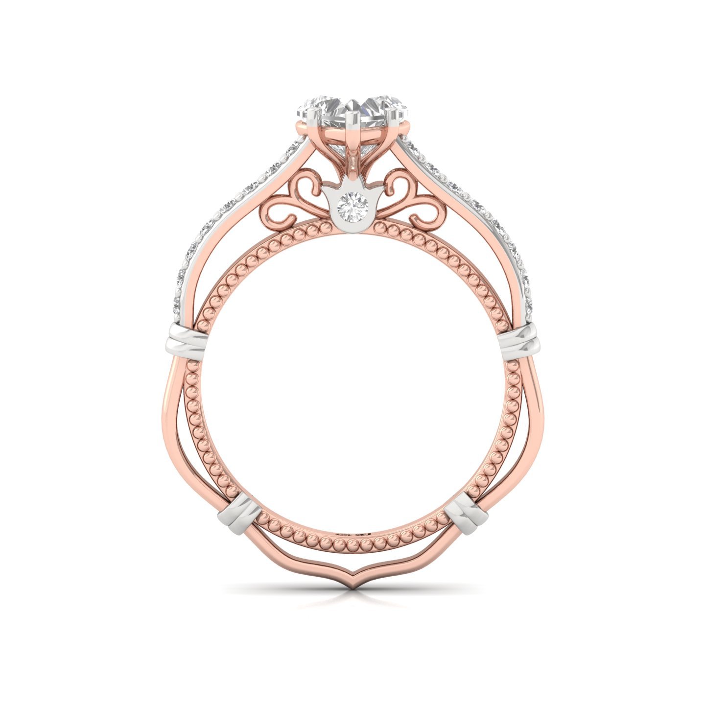 Heart Cut Diamond Engagement Ring | Romantic Vintage Solitaire with Filigree Detailing | Lab Grown CVD Diamond | 925 Silver | 10K | 14K | 18K - View 3