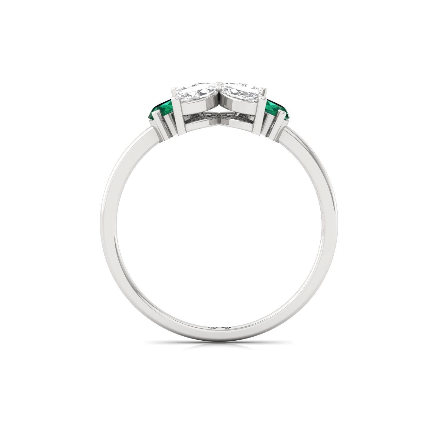 Pear & Marquise Cut Diamond Floral Ring with Emerald Accents | Lab Grown CVD Diamond Nature Inspired Ring | 925 Silver | 10K | 14K | 18K - View 3