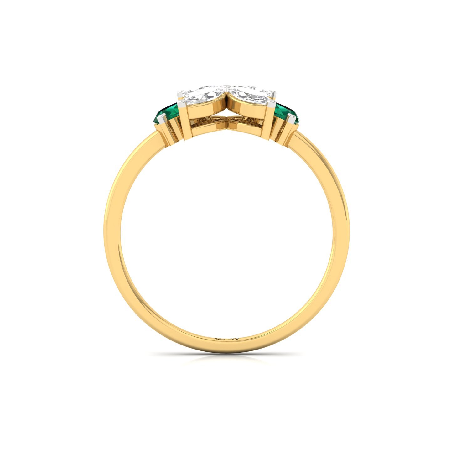 Pear & Marquise Cut Diamond Floral Ring with Emerald Accents | Lab Grown CVD Diamond Nature Inspired Ring | 925 Silver | 10K | 14K | 18K - View 3