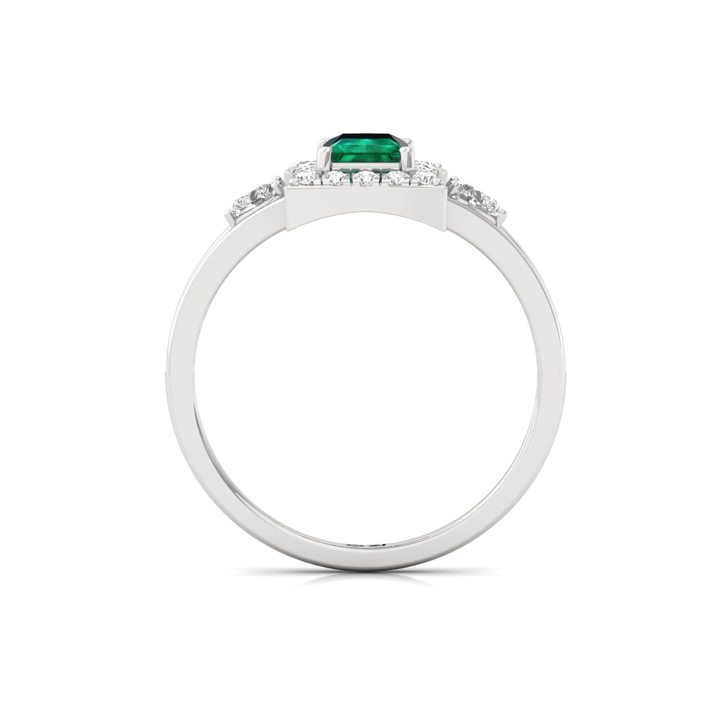 Princess Cut Emerald & Diamond Halo Ring | Lab Grown CVD Diamond & Green Gemstone Engagement Ring | 925 Silver | 10K | 14K | 18K - View 3