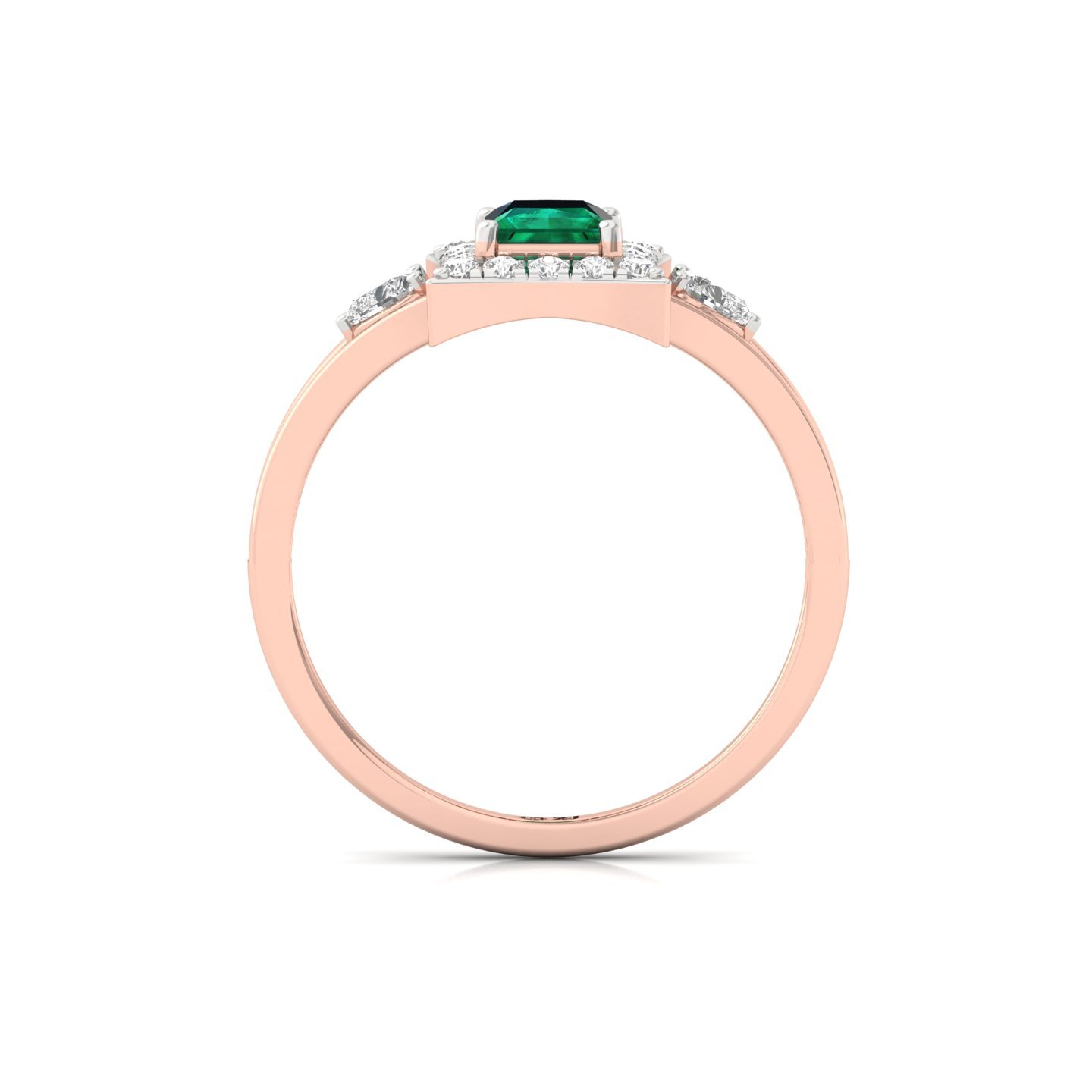 Princess Cut Emerald & Diamond Halo Ring | Lab Grown CVD Diamond & Green Gemstone Engagement Ring | 925 Silver | 10K | 14K | 18K - View 3