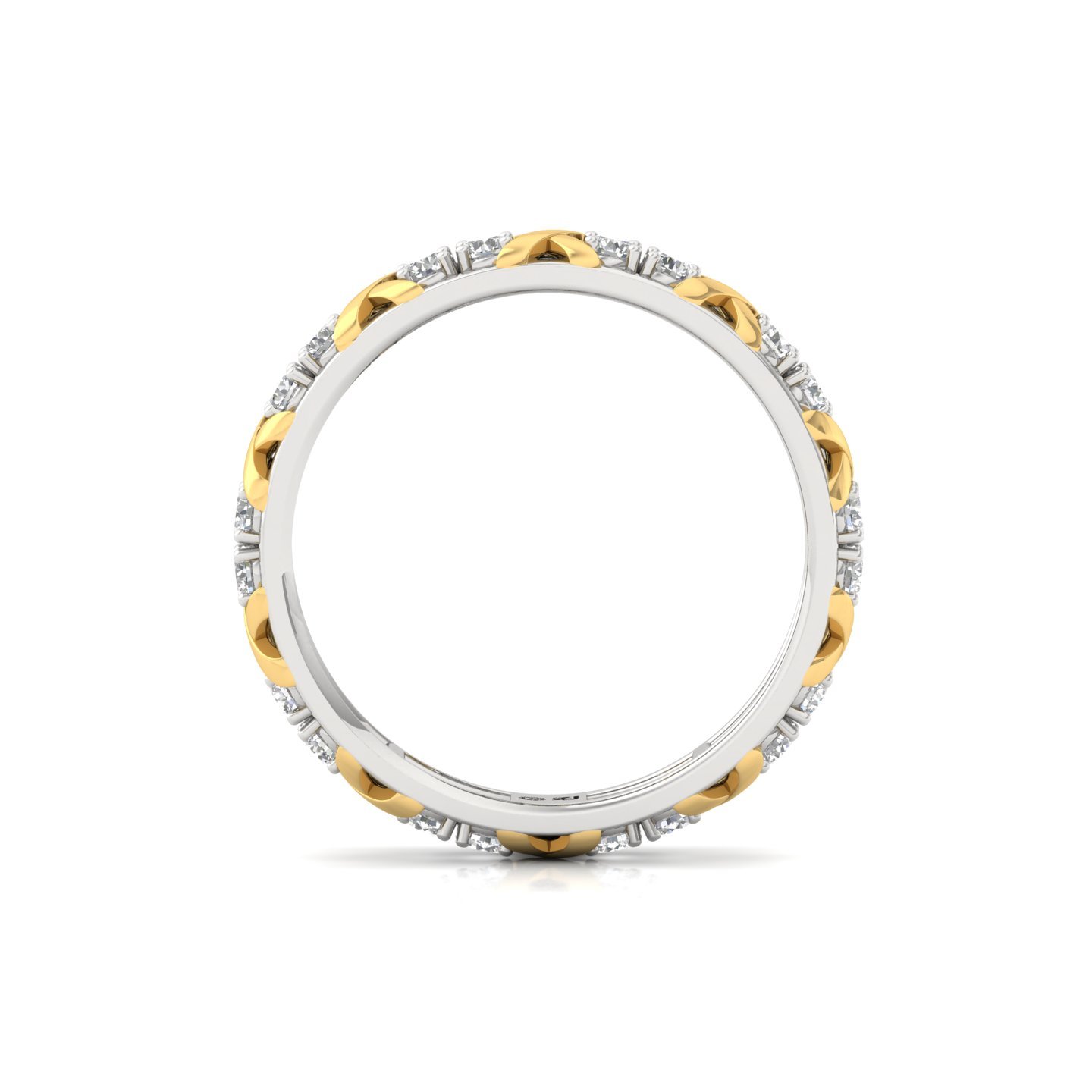 Round Cut Diamond Eternity Ring with X-Design | Lab Grown CVD Diamond Band Ring | 925 Silver | 10K | 14K | 18K - View 3