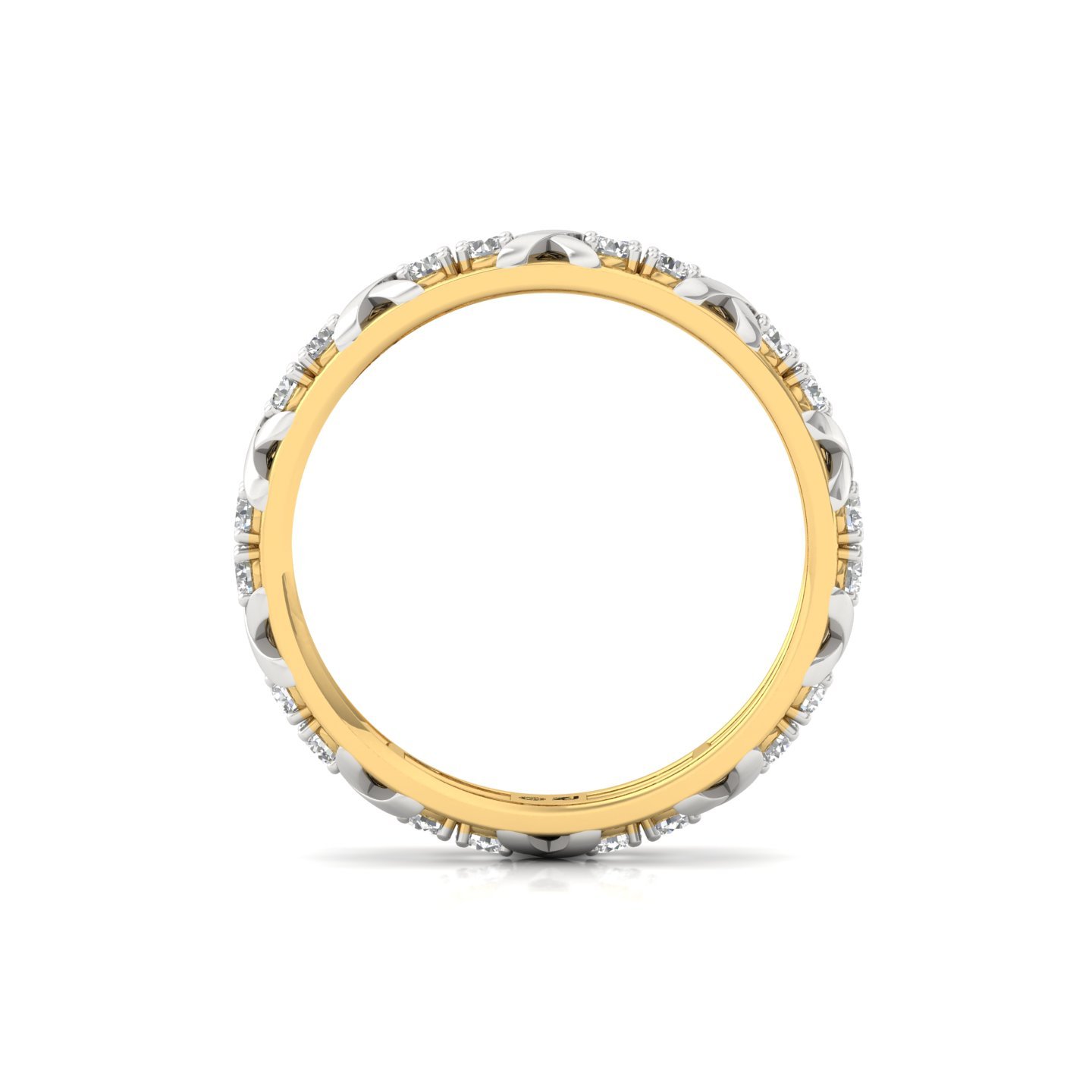 Round Cut Diamond Eternity Ring with X-Design | Lab Grown CVD Diamond Band Ring | 925 Silver | 10K | 14K | 18K - View 3