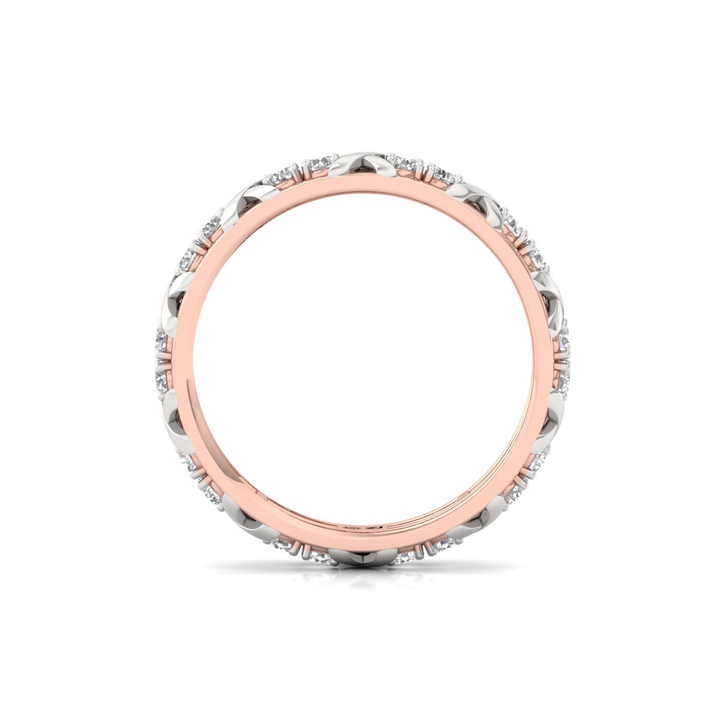 Round Cut Diamond Eternity Ring with X-Design | Lab Grown CVD Diamond Band Ring | 925 Silver | 10K | 14K | 18K - View 3