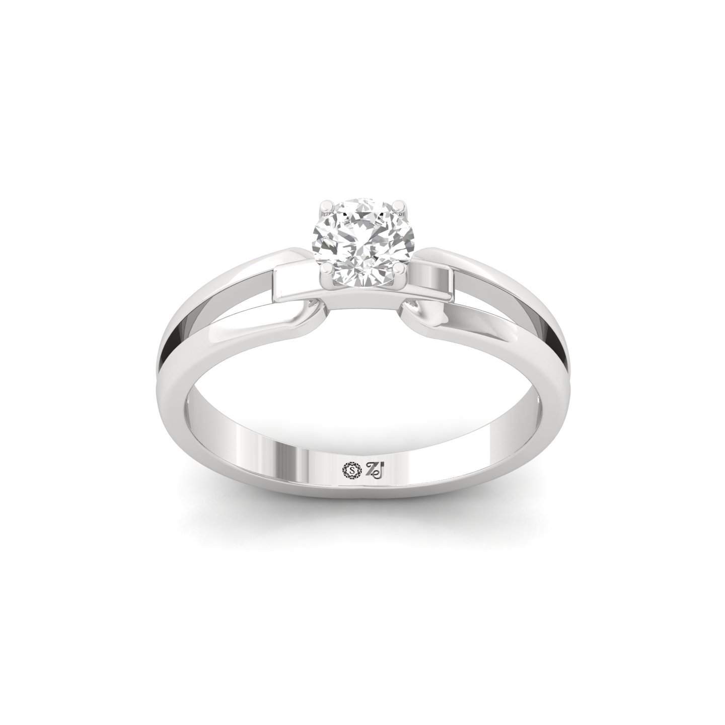 Round Cut Diamond Solitaire Ring | Elegant Split Shank Lab Grown CVD Diamond Engagement Ring | 925 Silver | 10K | 14K | 18K - Main View