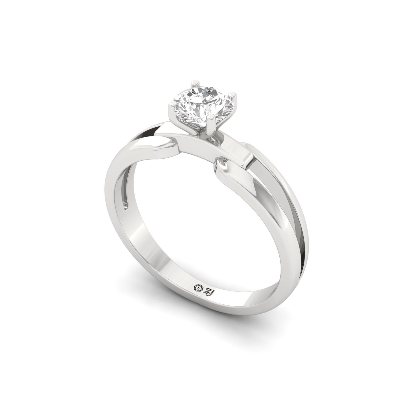 Round Cut Diamond Solitaire Ring | Elegant Split Shank Lab Grown CVD Diamond Engagement Ring | 925 Silver | 10K | 14K | 18K - View 2
