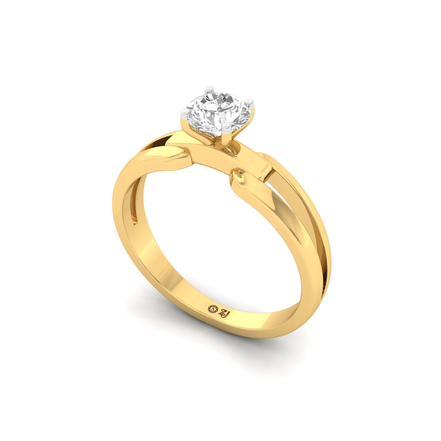 Round Cut Diamond Solitaire Ring | Elegant Split Shank Lab Grown CVD Diamond Engagement Ring | 925 Silver | 10K | 14K | 18K - View 2