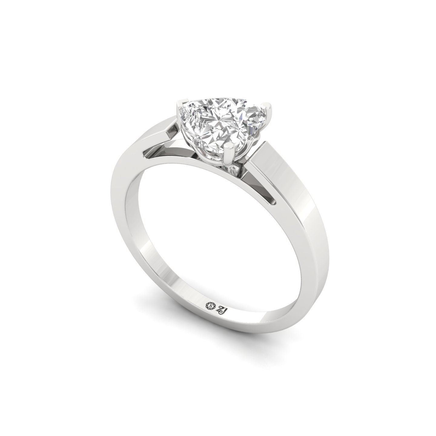 Heart Cut Diamond Solitaire Ring | Romantic Lab Grown CVD Diamond Engagement Ring | 925 Silver | 10K | 14K | 18K - View 2