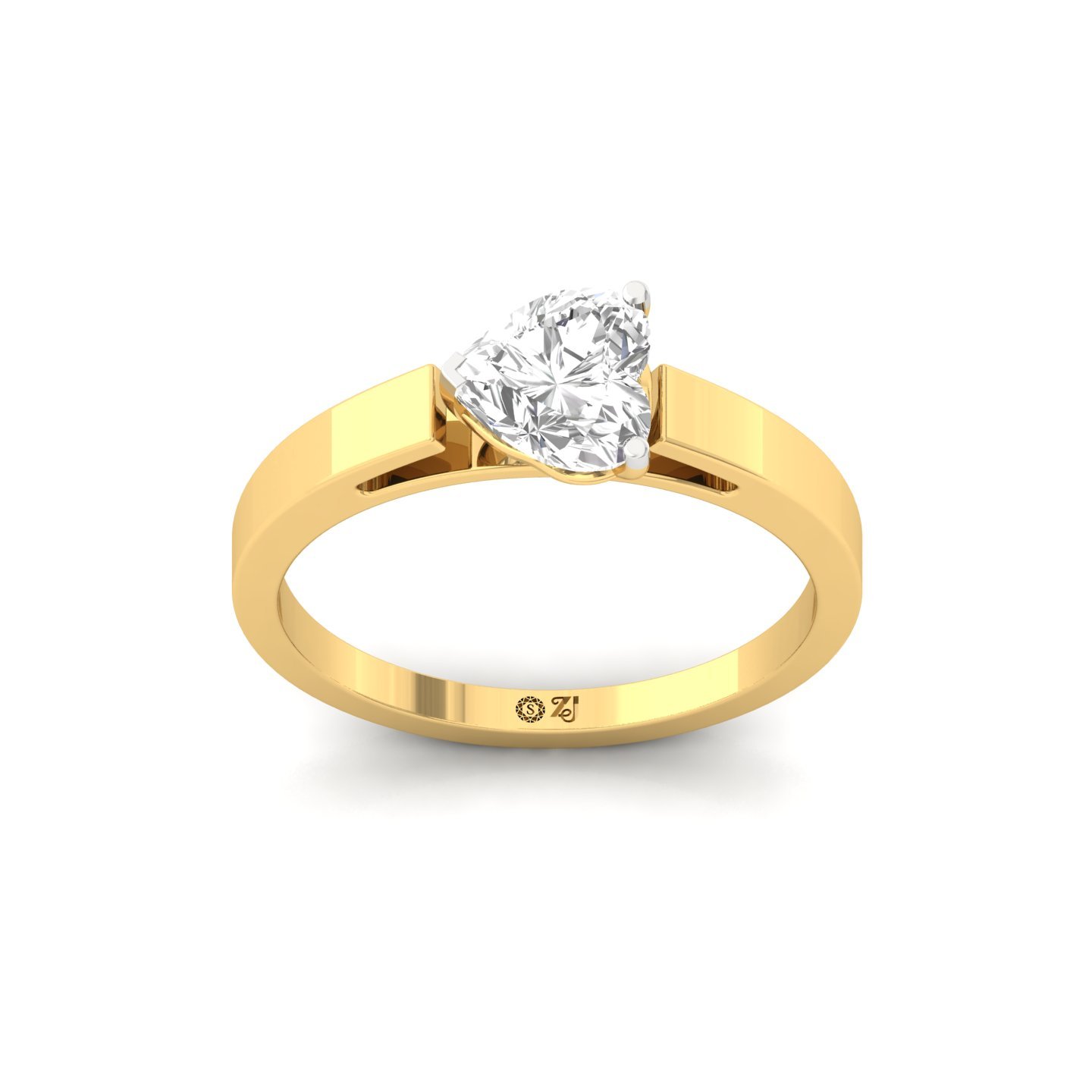 Heart Cut Diamond Solitaire Ring | Romantic Lab Grown CVD Diamond Engagement Ring | 925 Silver | 10K | 14K | 18K - Gold Main View