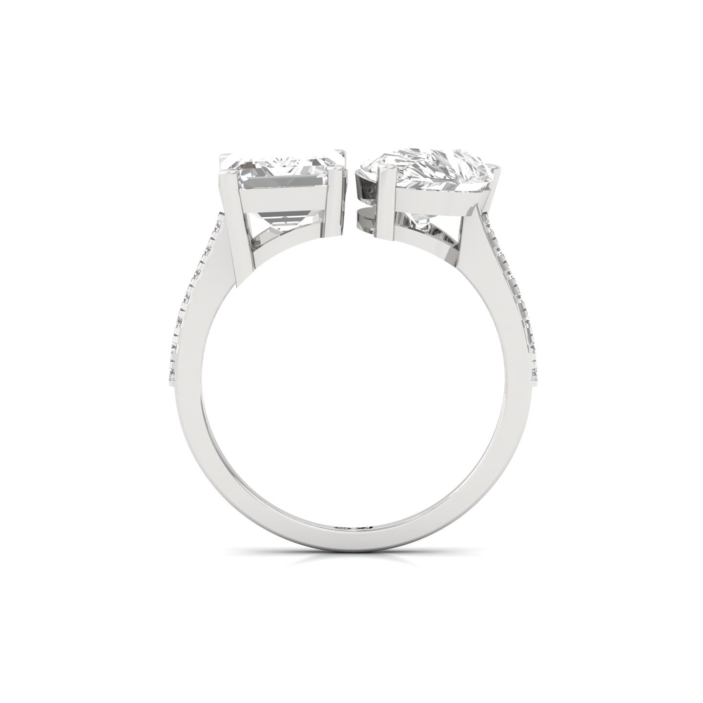 Emerald & Pear Cut Diamond Toi et Moi Ring | Lab Grown CVD Diamond Engagement Ring | 925 Silver | 10K | 14K | 18K - View 3