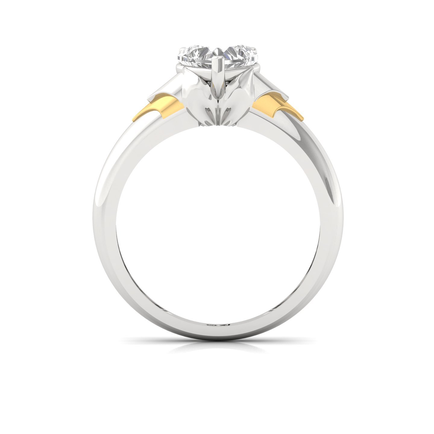 Heart Cut Diamond Solitaire Ring | Two-Tone Lab Grown CVD Diamond Engagement Ring | 925 Silver | 10K | 14K | 18K - View 3