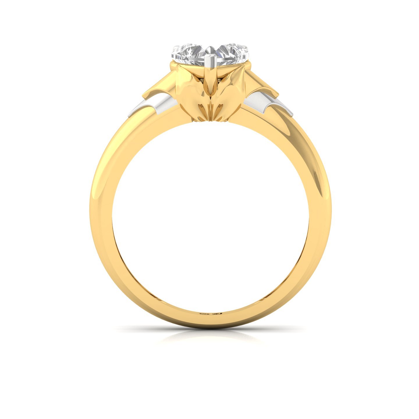 Heart Cut Diamond Solitaire Ring | Two-Tone Lab Grown CVD Diamond Engagement Ring | 925 Silver | 10K | 14K | 18K - View 3