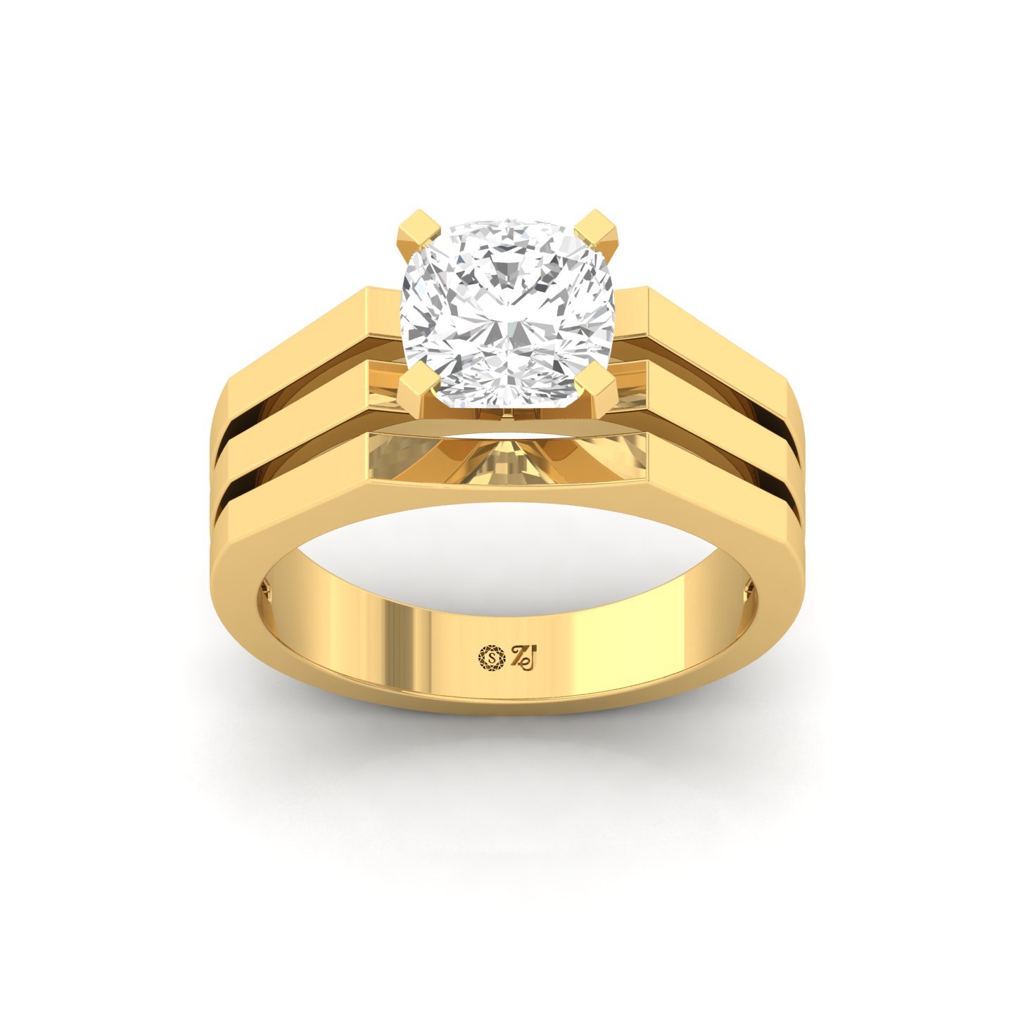 Cushion Cut Diamond Solitaire Ring | Modern Lab Grown CVD Diamond Engagement Ring | 925 Silver | 10K | 14K | 18K - Gold Main View