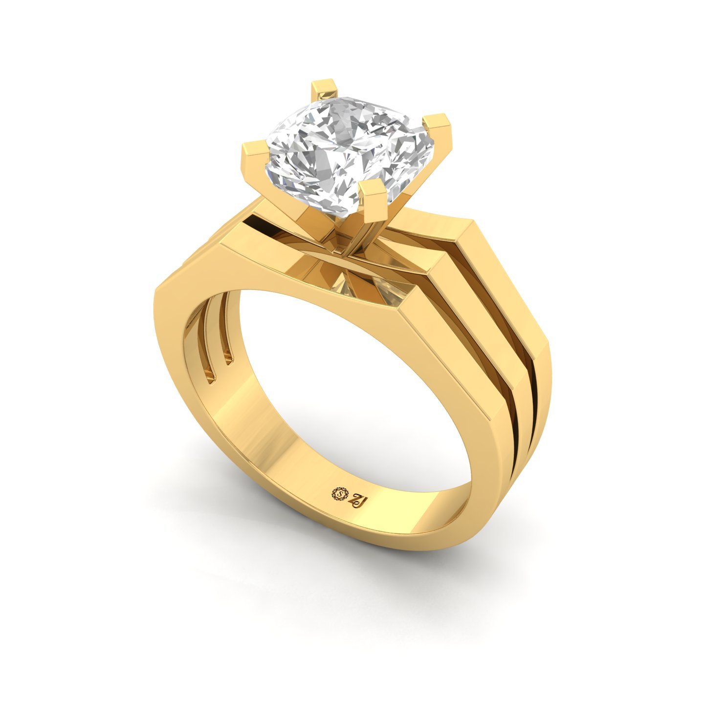 Cushion Cut Diamond Solitaire Ring | Modern Lab Grown CVD Diamond Engagement Ring | 925 Silver | 10K | 14K | 18K - View 2