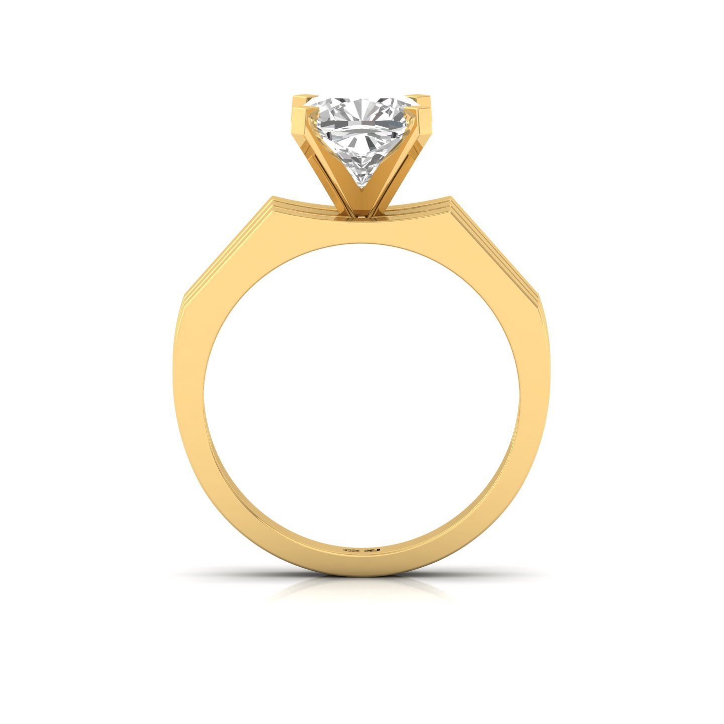 Cushion Cut Diamond Solitaire Ring | Modern Lab Grown CVD Diamond Engagement Ring | 925 Silver | 10K | 14K | 18K - View 3