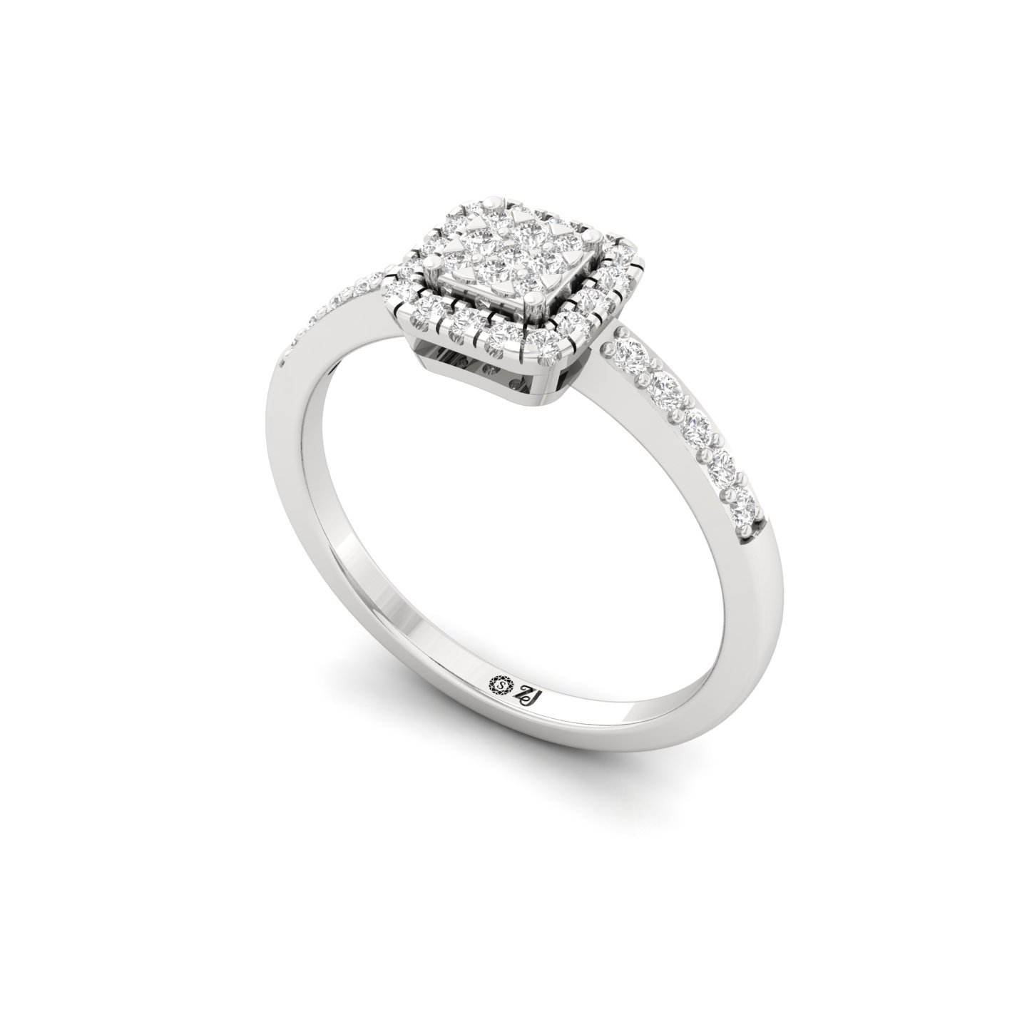 Cluster Diamond Engagement Ring | Lab Grown CVD Diamond Halo Ring | 925 Silver | 10K | 14K | 18K - View 2