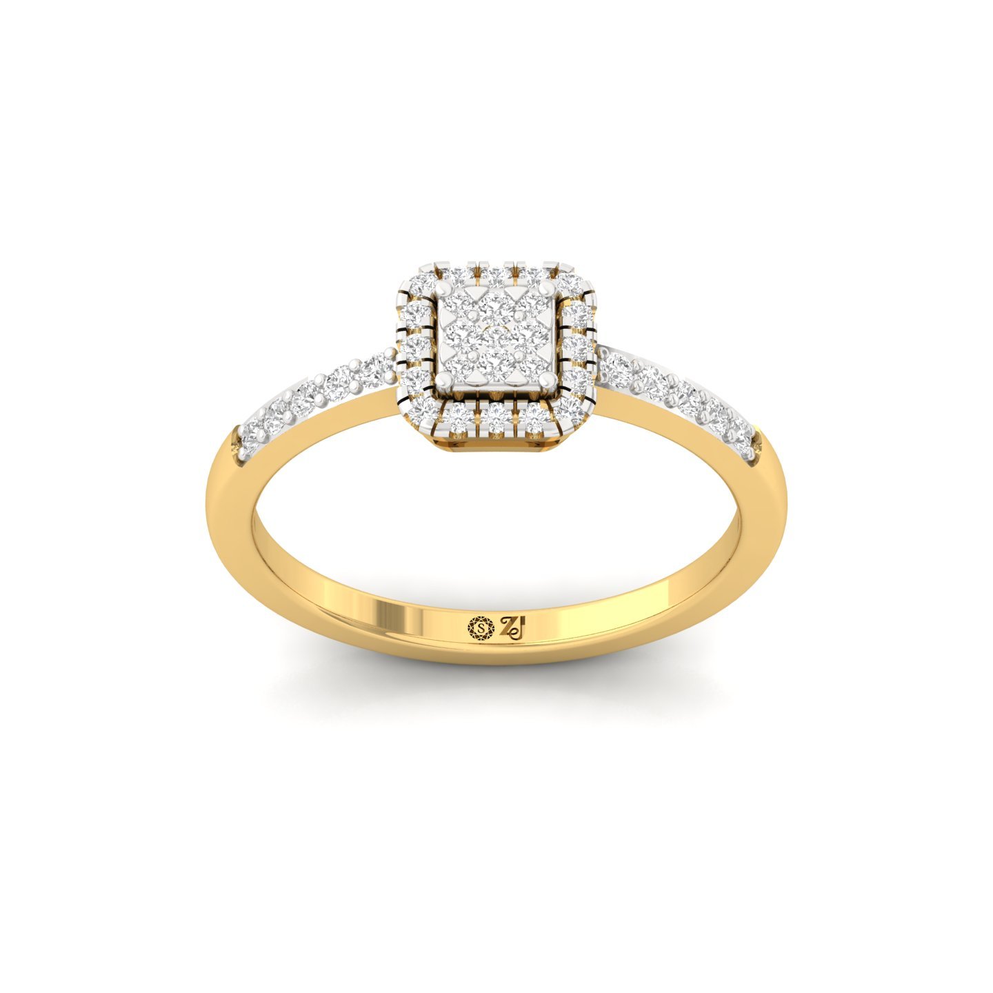 Cluster Diamond Engagement Ring | Lab Grown CVD Diamond Halo Ring | 925 Silver | 10K | 14K | 18K - Gold Main View