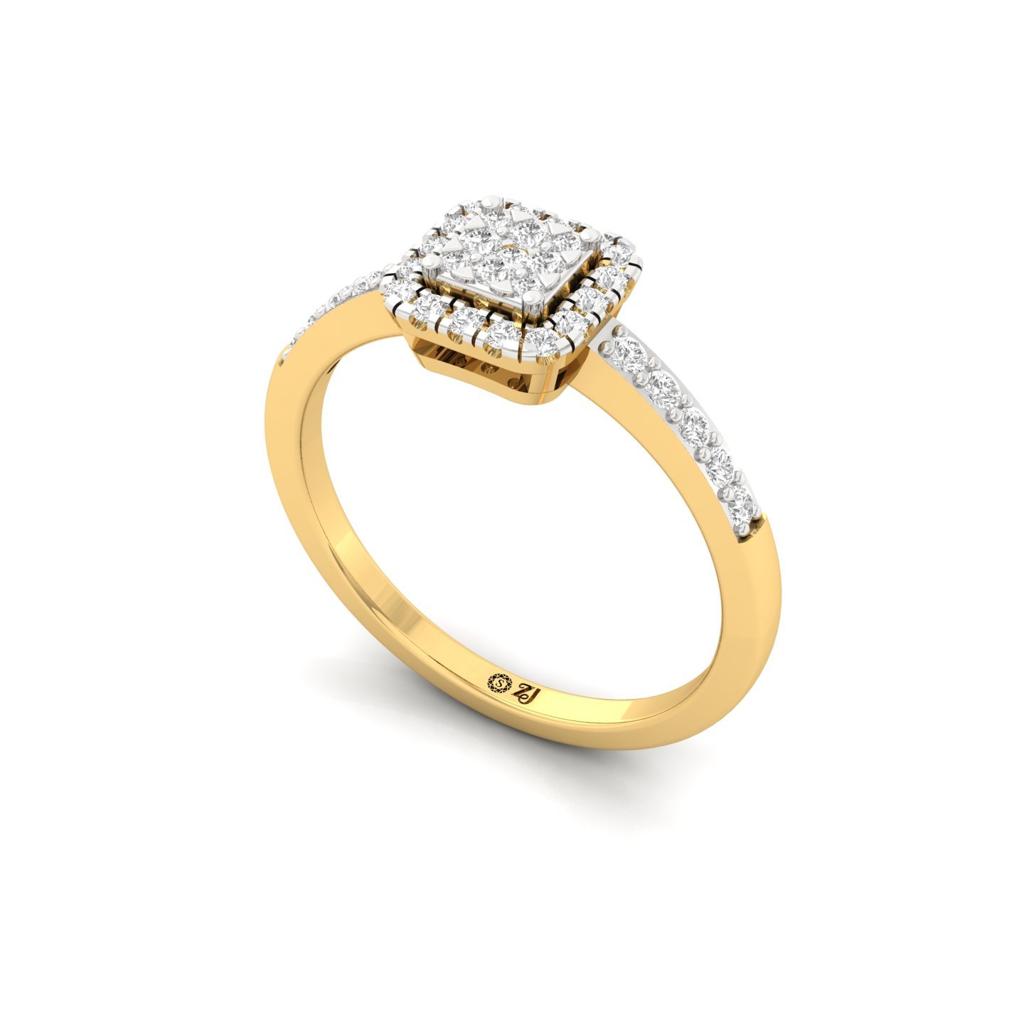 Cluster Diamond Engagement Ring | Lab Grown CVD Diamond Halo Ring | 925 Silver | 10K | 14K | 18K - View 2