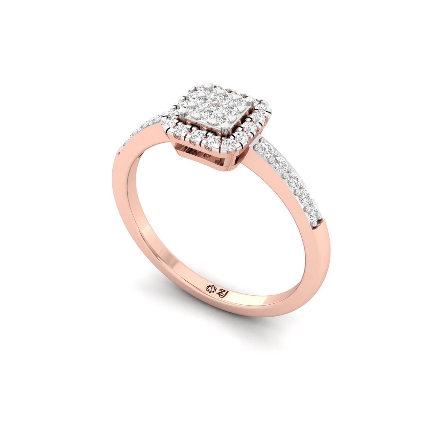 Cluster Diamond Engagement Ring | Lab Grown CVD Diamond Halo Ring | 925 Silver | 10K | 14K | 18K - View 2