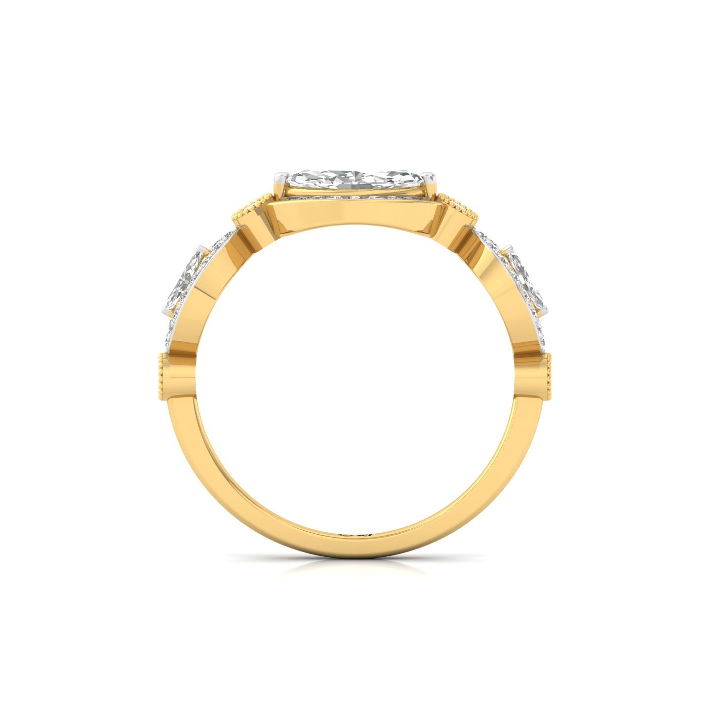 Marquise Diamond Halo Ring | Vintage Lab Grown CVD Diamond Engagement Ring | 925 Silver | 10K | 14K | 18K - View 3