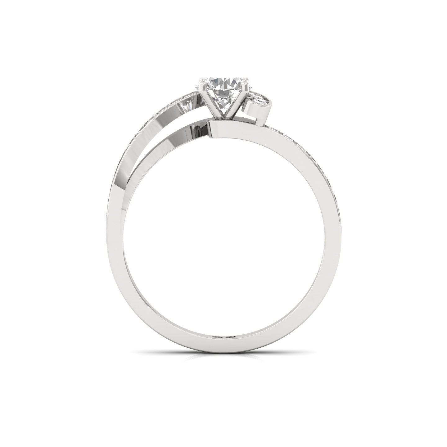 Round Cut Diamond Wave Halo Ring | Lab Grown CVD Diamond Engagement Ring | 925 Silver | 10K | 14K | 18K - View 3