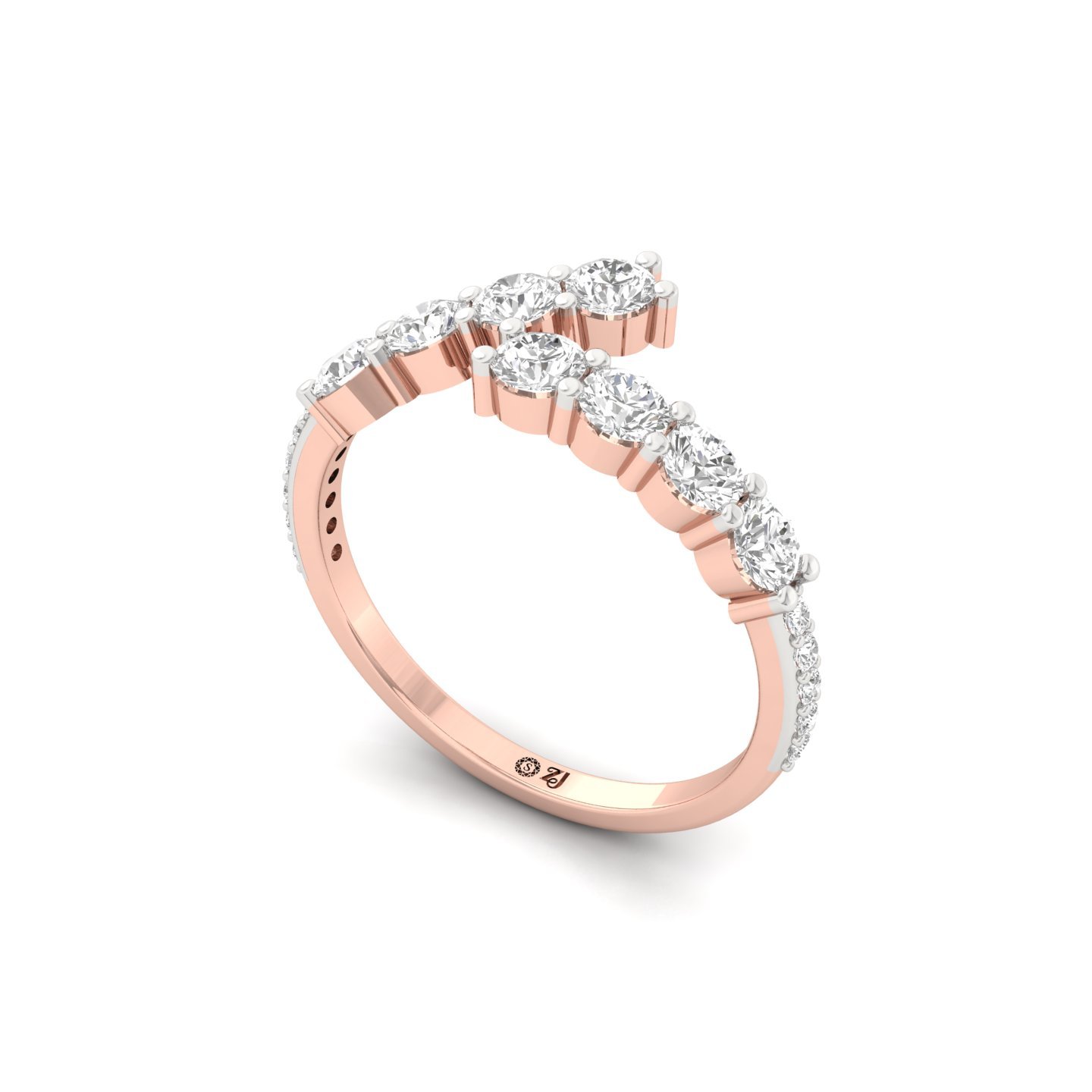 Round Cut Diamond Bypass Ring | Lab Grown CVD Diamond Statement Ring | 925 Silver | 10K | 14K | 18K - View 2