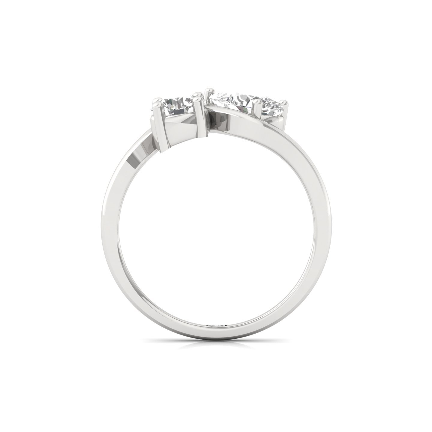 Pear & Round Cut Two Stone Diamond Ring | Lab Grown CVD Diamond Toi Et Moi Ring | 925 Silver | 10K | 14K | 18K - View 3
