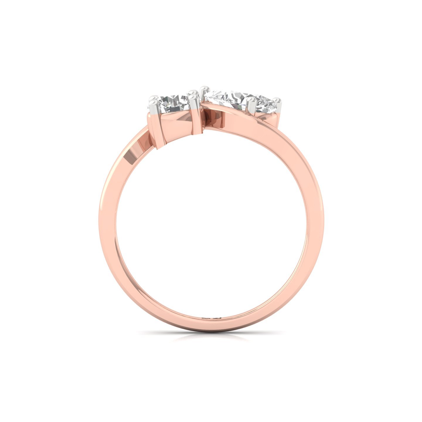 Pear & Round Cut Two Stone Diamond Ring | Lab Grown CVD Diamond Toi Et Moi Ring | 925 Silver | 10K | 14K | 18K - View 3