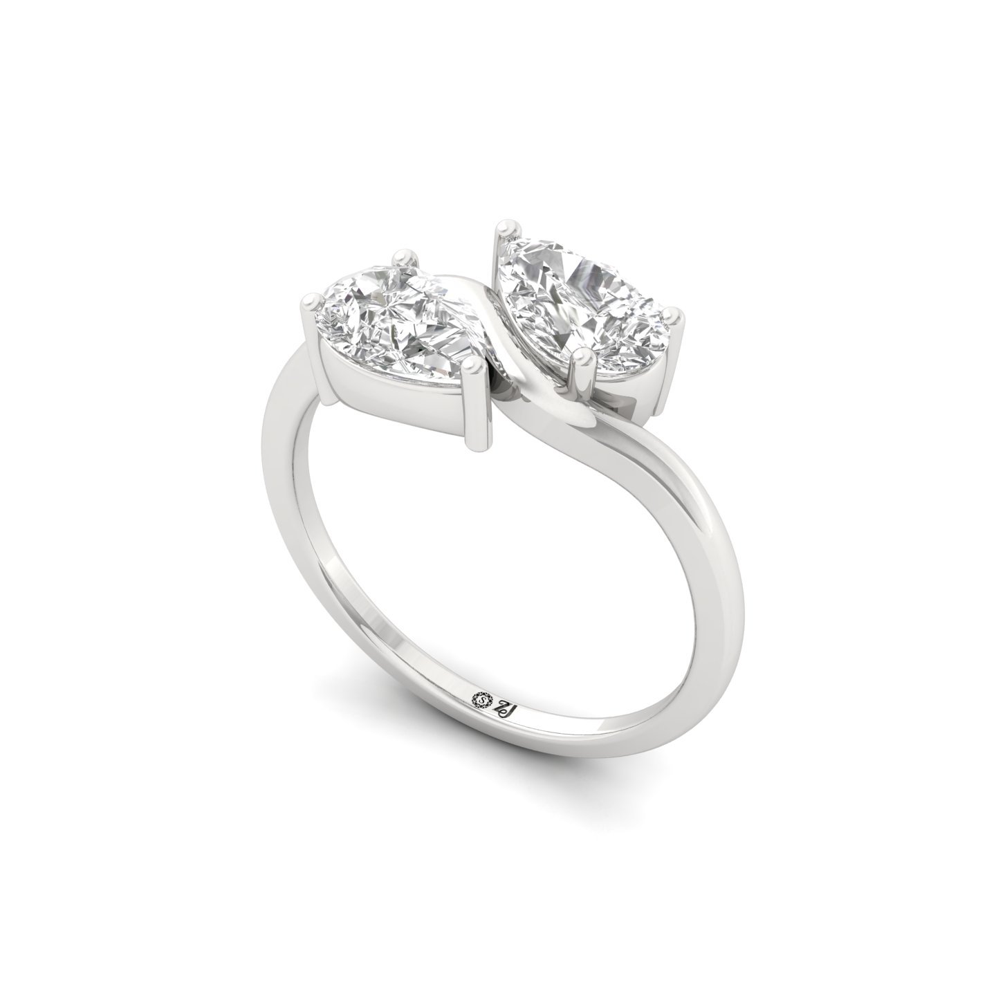 Pear Cut Two Stone Diamond Ring | Lab Grown CVD Diamond Toi Et Moi Ring | 925 Silver | 10K | 14K | 18K - View 2