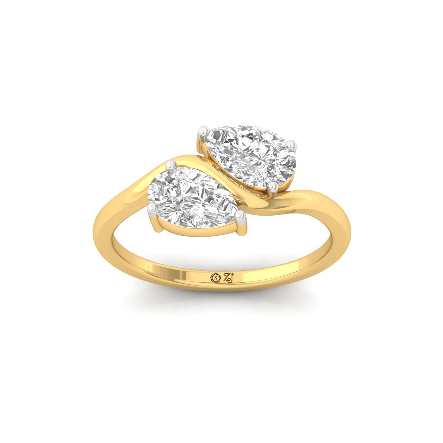 Pear Cut Two Stone Diamond Ring | Lab Grown CVD Diamond Toi Et Moi Ring | 925 Silver | 10K | 14K | 18K - Gold Main View
