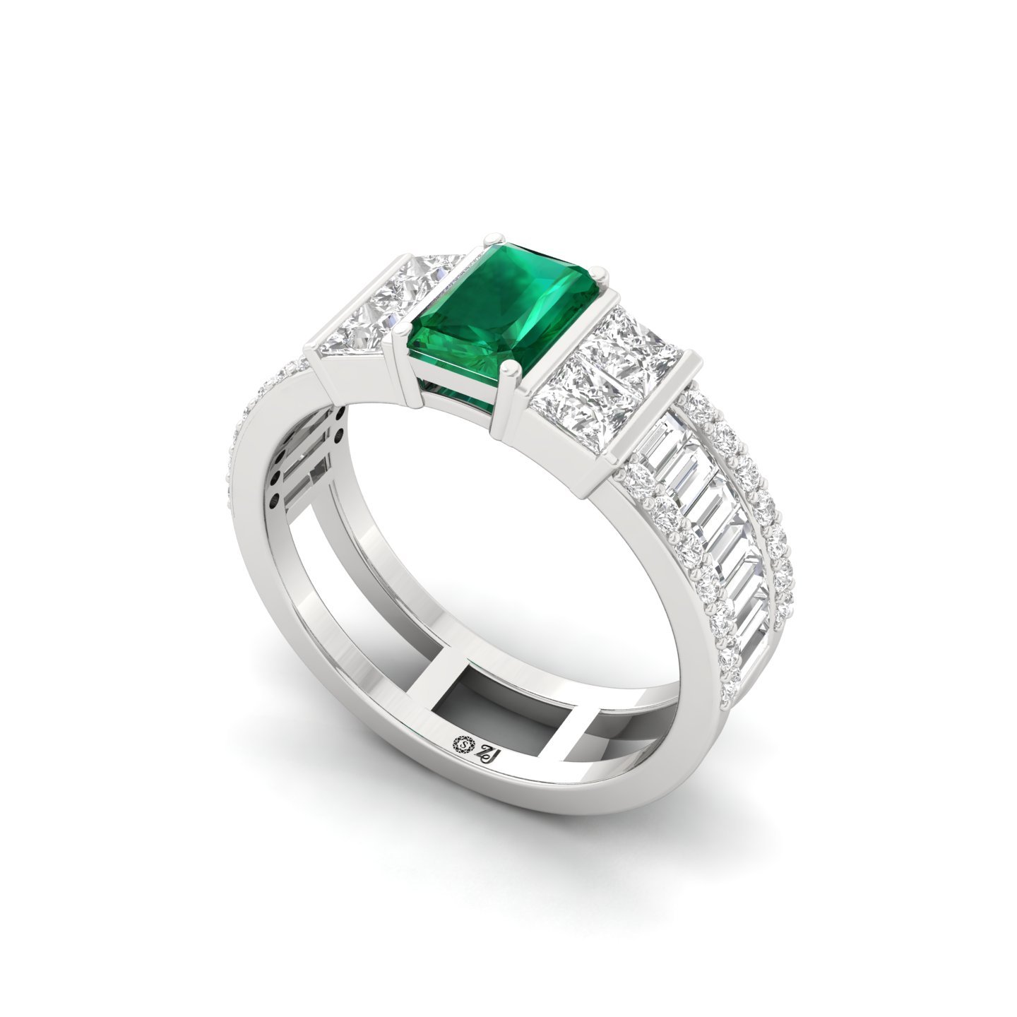 Radiant, Princess & Baguette Cut Diamond Band Ring | Lab Grown CVD Diamond Multi-Row Statement Ring | 925 Silver | 10K | 14K | 18K - View 2