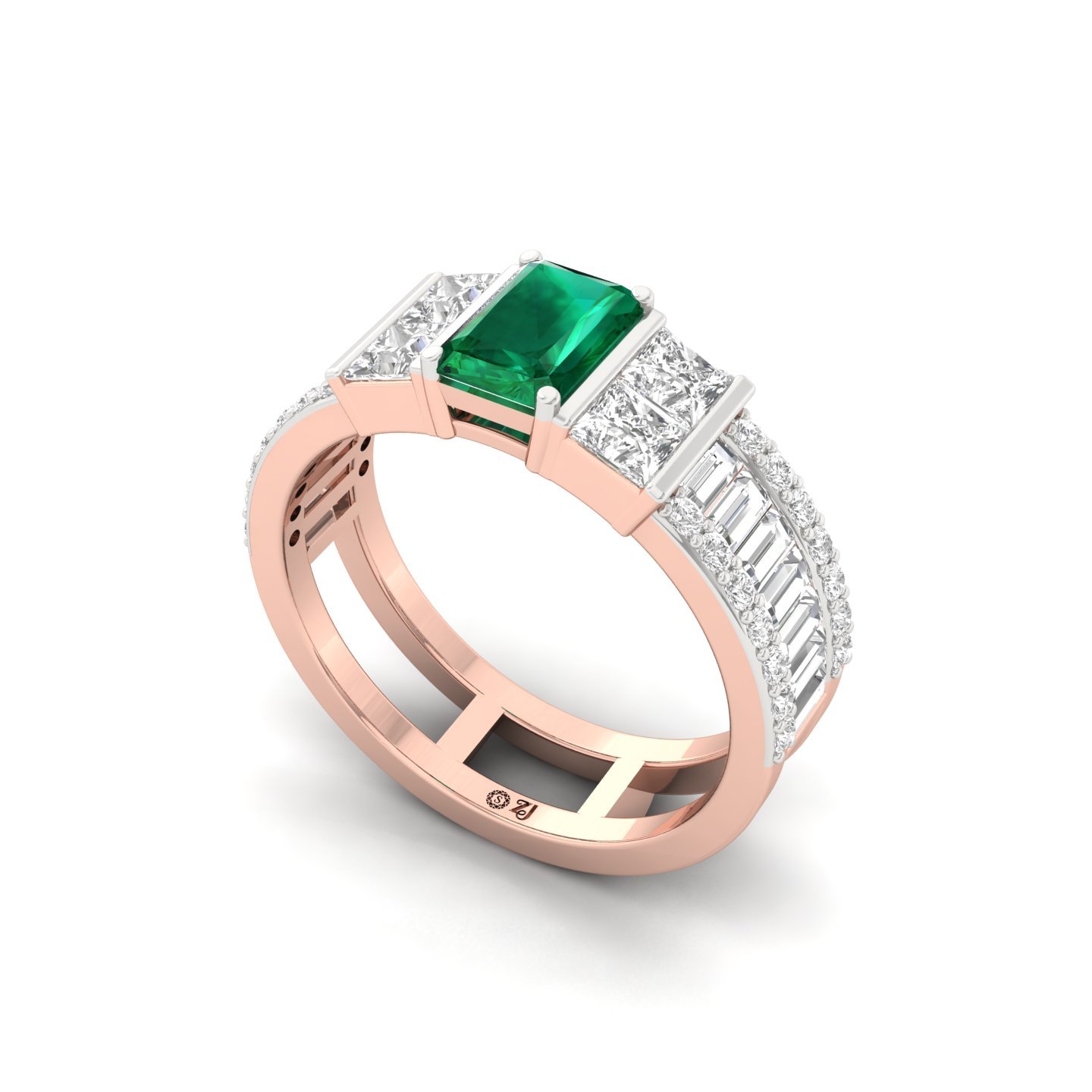 Radiant, Princess & Baguette Cut Diamond Band Ring | Lab Grown CVD Diamond Multi-Row Statement Ring | 925 Silver | 10K | 14K | 18K - View 2