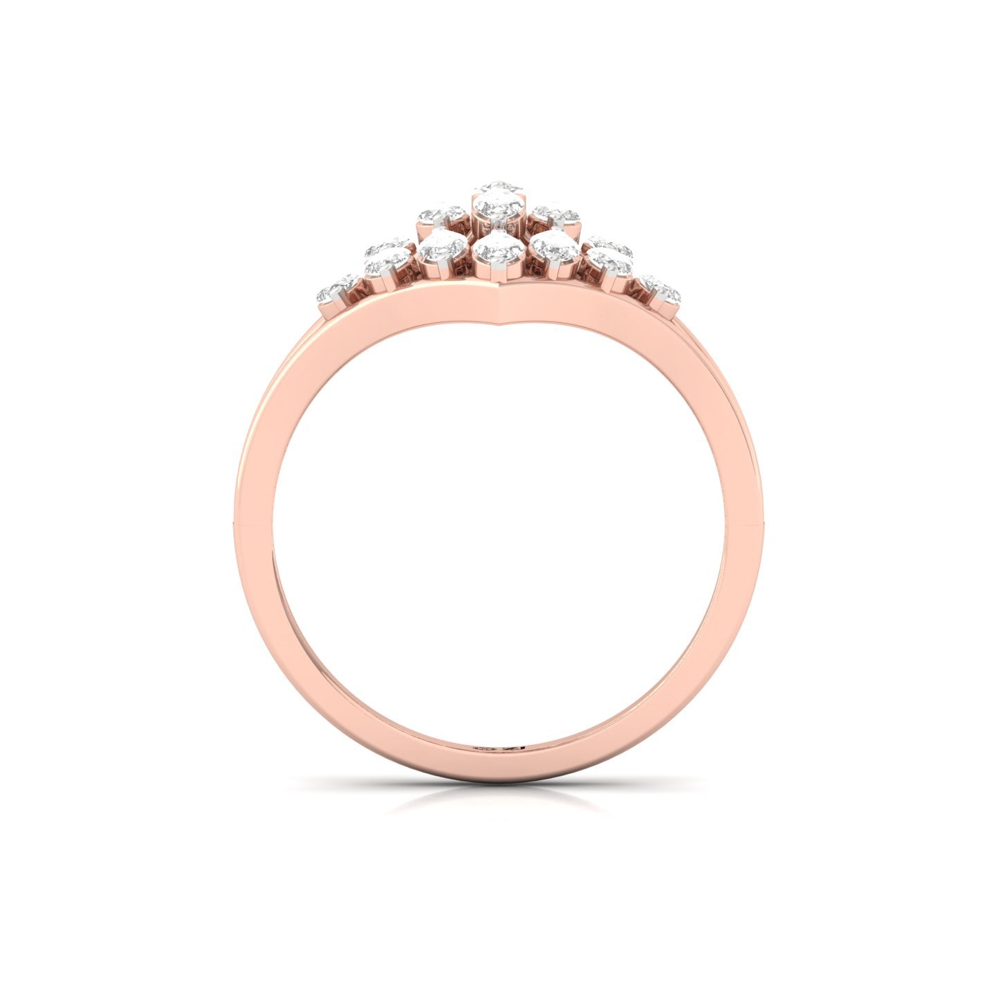 Marquise Cut Diamond Cluster Ring | Lab Grown CVD Diamond Cocktail Statement Ring | 925 Silver | 10K | 14K | 18K - View 3