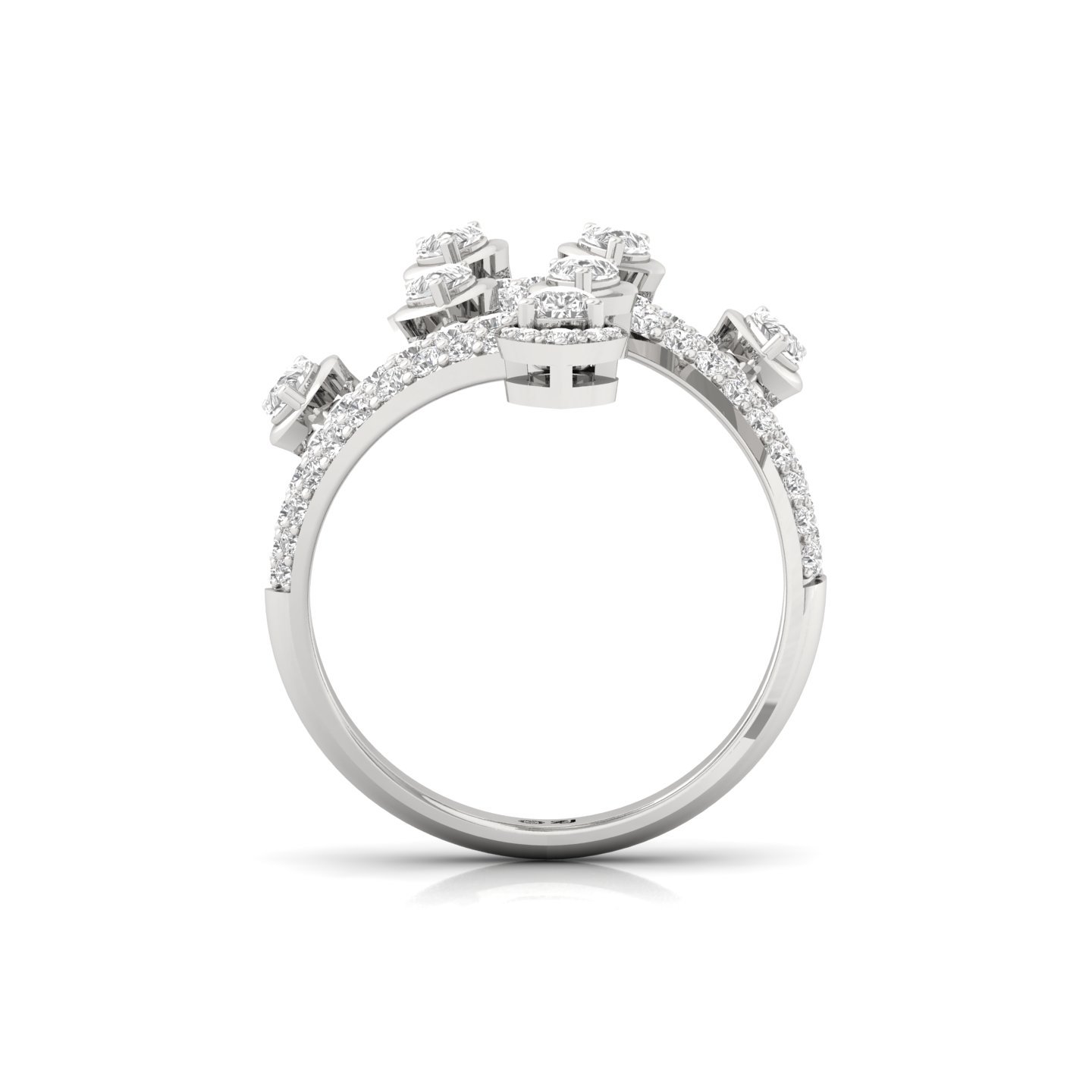 Lab Grown Diamond Cocktail Statement Ring | Spiral Vine Design | Pavé & Solitaire Mix | 925 Silver | 10K | 14K | 18K - View 3