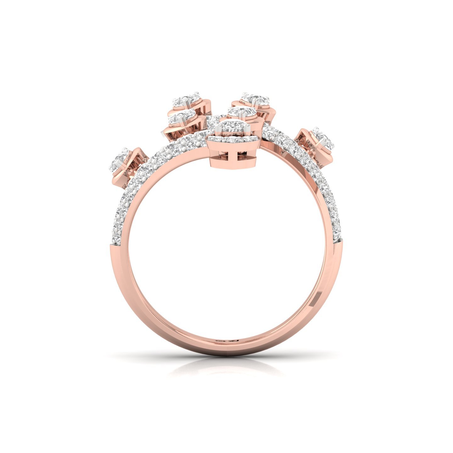 Lab Grown Diamond Cocktail Statement Ring | Spiral Vine Design | Pavé & Solitaire Mix | 925 Silver | 10K | 14K | 18K - View 3