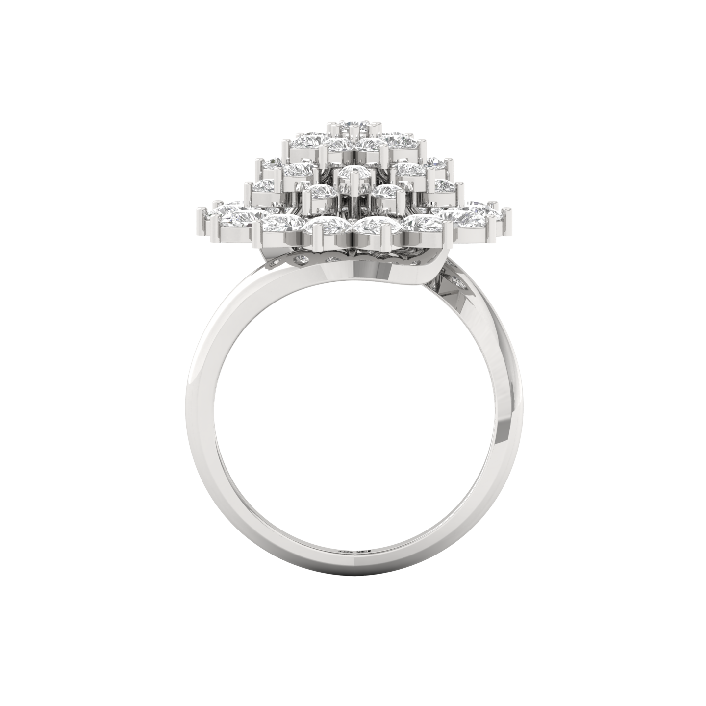 Floral Cluster Lab Grown Diamond Cocktail Ring | 2-Tier Marquise & Pear Diamond Bloom | 925 Silver | 10K | 14K | 18K - View 3