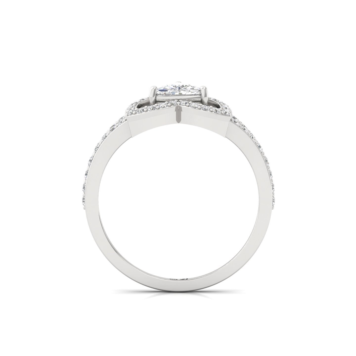 Trillion Cut Lab Grown Diamond Ring | Halo Split Shank Engagement Ring | 925 Silver | 10K | 14K | 18K - View 3