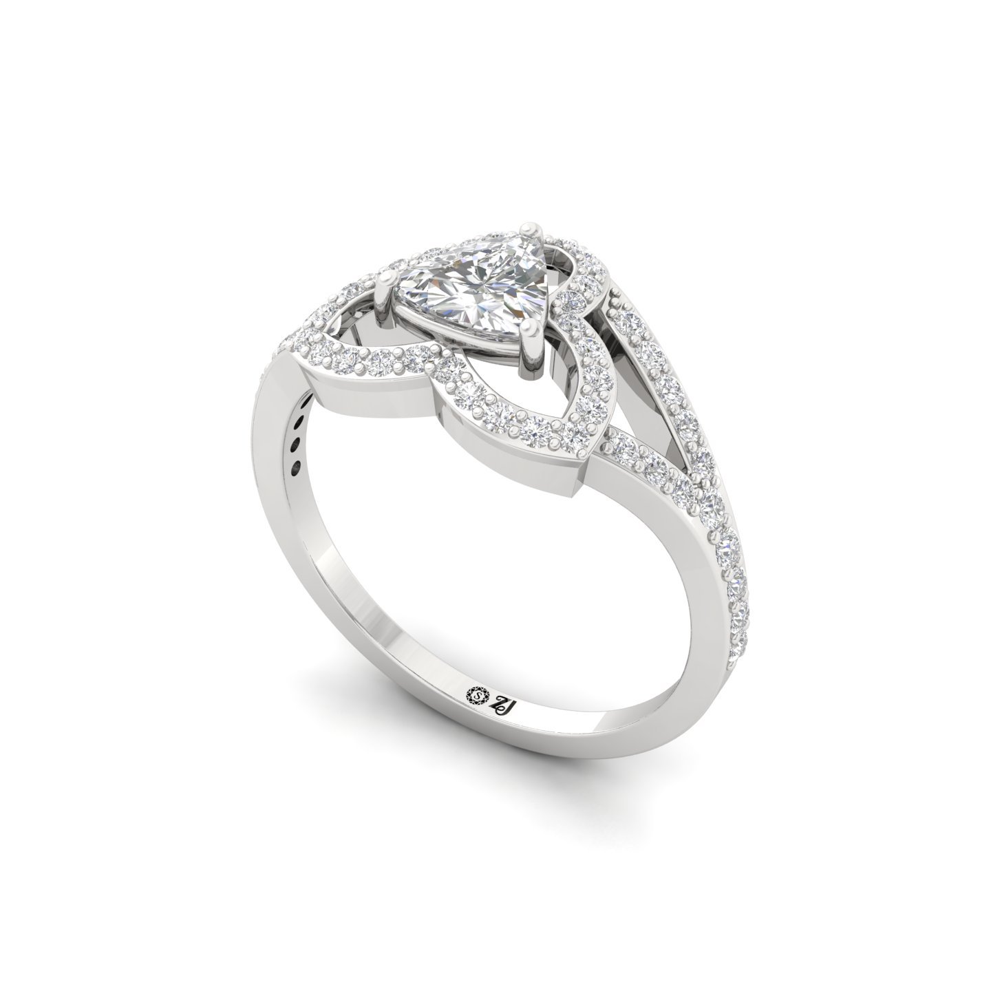 Floral Halo Lab Grown Diamond Engagement Ring | Openwork Split Shank | 925 Silver | 10K | 14K | 18K - View 2