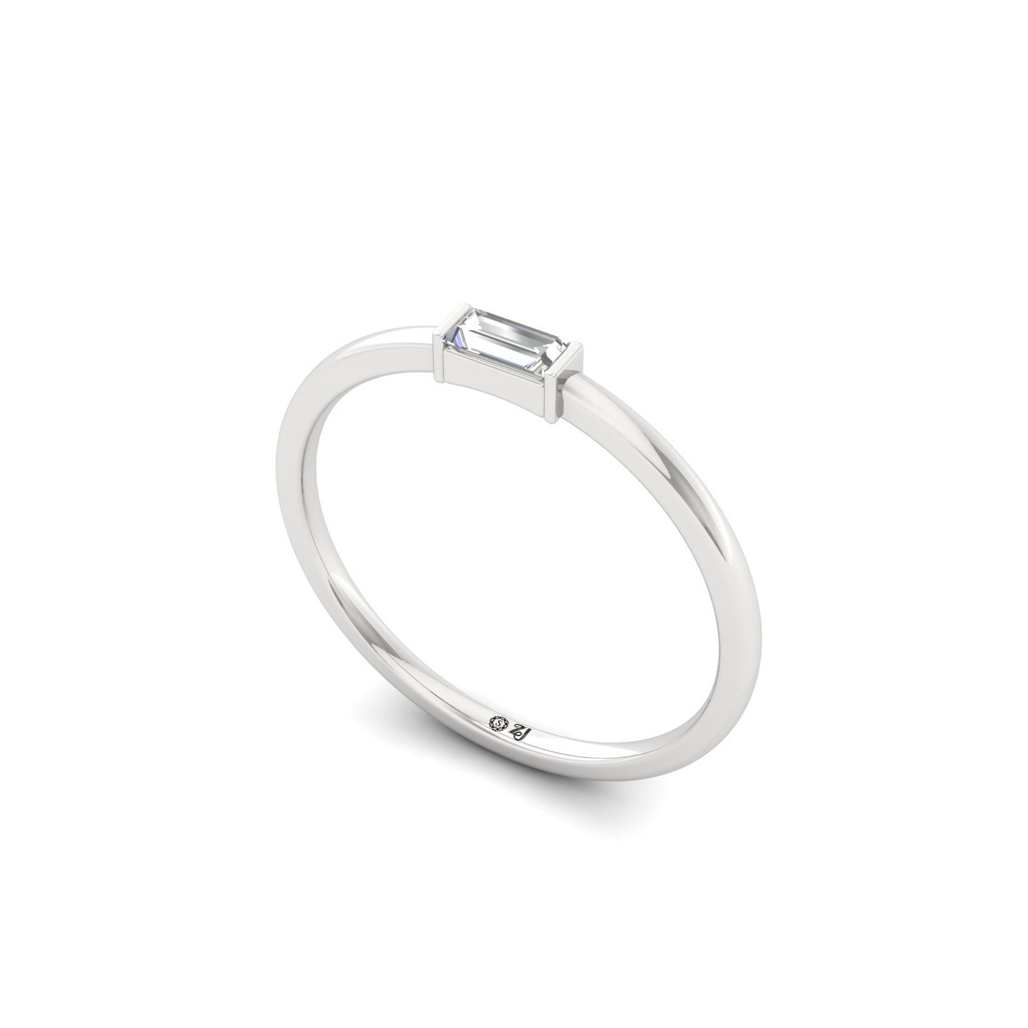 Minimalist Baguette Diamond Solitaire Ring | Lab Grown Diamond | 925 Silver | 10K | 14K | 18K - View 2