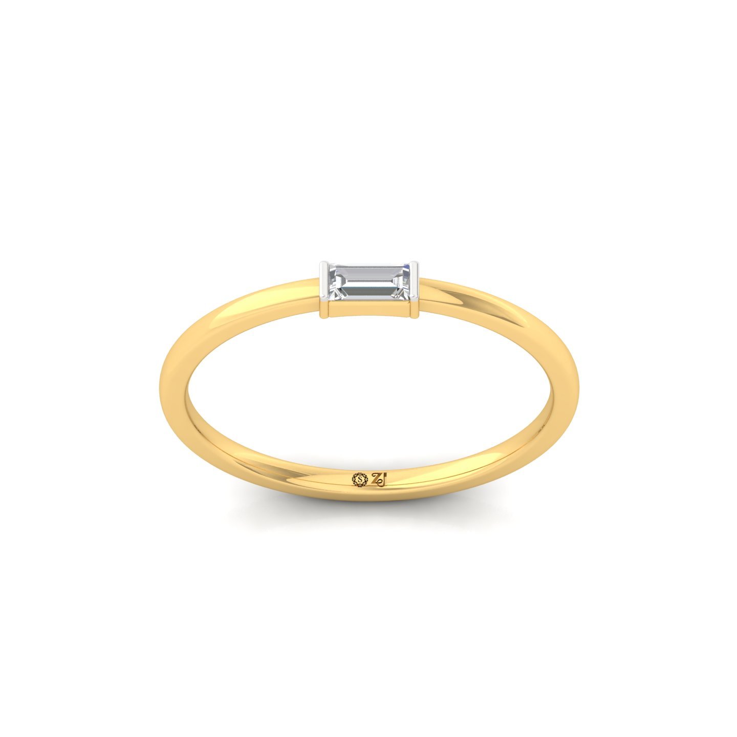 Minimalist Baguette Diamond Solitaire Ring | Lab Grown Diamond | 925 Silver | 10K | 14K | 18K - Gold Main View